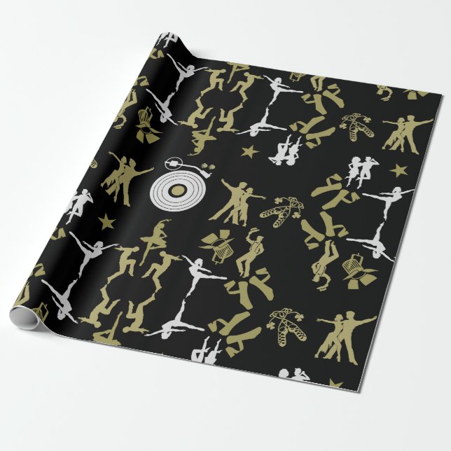 Gold Dancer Patterned Home Decor Wrapping Paper (Unrolled)