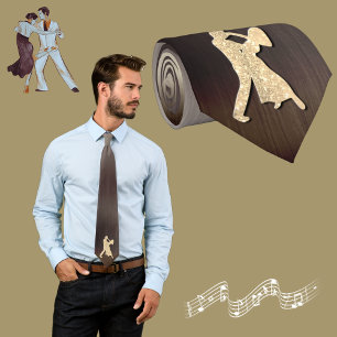Gold Dancers Silhouettes ( faux glitter ) Tie