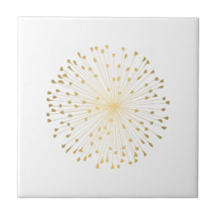 Gold Dandelion Starburst Ceramic Tile