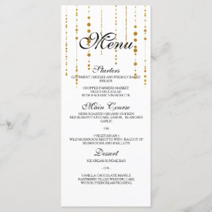 Gold dangle Wedding Menu