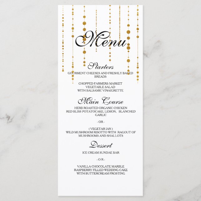 Gold dangle Wedding Menu (Front)