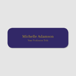 Gold & Dark Blue Color Professional Plain Modern Name Tag