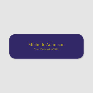 Gold & Dark Blue Color Professional Plain Modern Name Tag