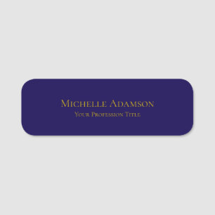 Gold & Dark Blue Color Professional Plain Modern Name Tag