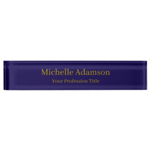 Gold & Dark Blue Color Professional Plain Modern Nameplate