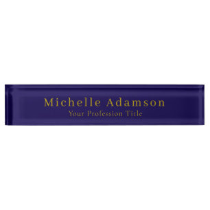 Gold & Dark Blue Color Professional Plain Modern Nameplate