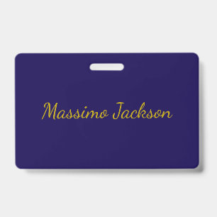 Gold & Dark Blue Color Professional Plain Own Name ID Badge