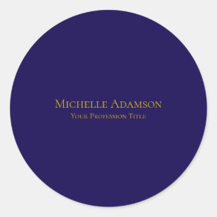 Gold & Dark Blue Colour Professional Plain Modern Classic Round Sticker