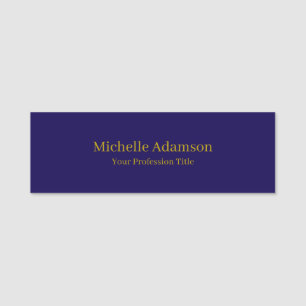 Gold & Dark Blue Colour Professional Plain Modern Name Tag