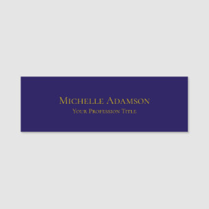 Gold & Dark Blue Colour Professional Plain Modern Name Tag