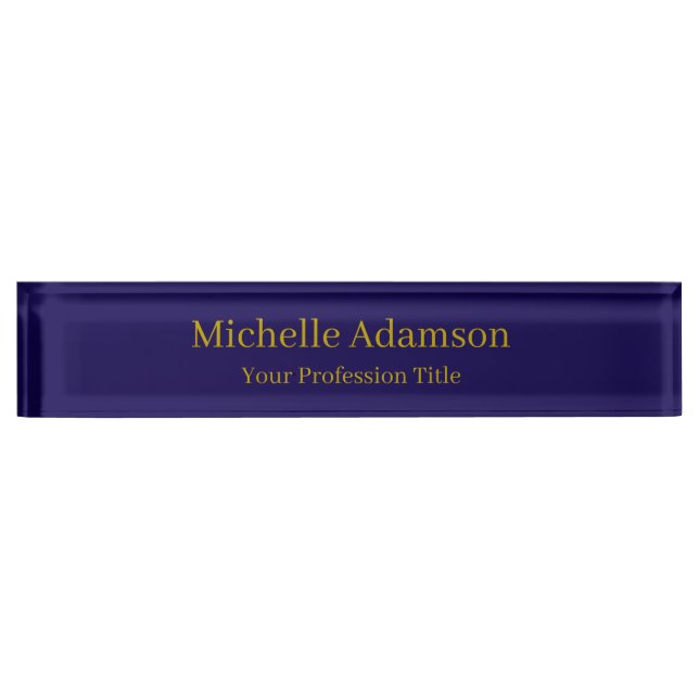 Gold & Dark Blue Colour Professional Plain Modern Nameplate (Front)