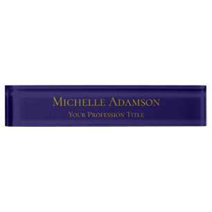 Gold & Dark Blue Colour Professional Plain Modern Nameplate