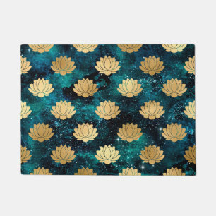 Gold & Dark Green Galaxy Dharma Mandala Pattern Doormat