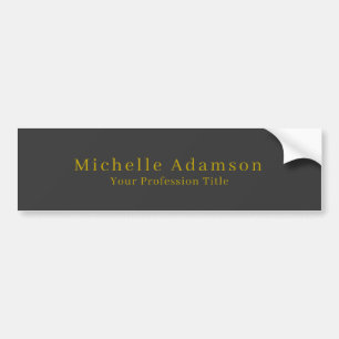 Gold & Dark Grey Black Professional Plain Modern Bumper Sticker