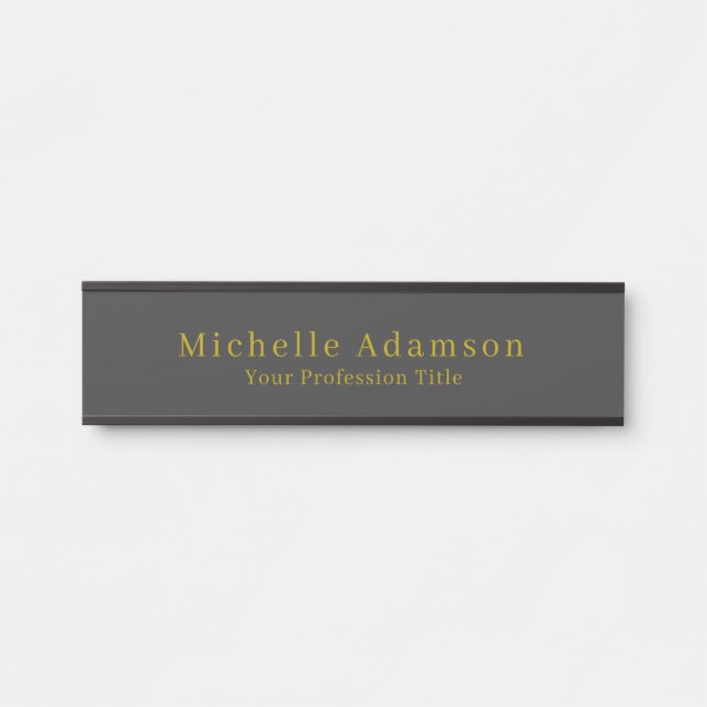 Gold & Dark Grey Black Professional Plain Modern Door Sign (Front)