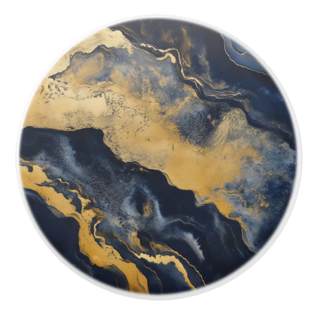 Gold Dark Marble Pattern Ceramic Knob (Front)