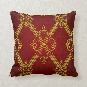 Gold Dark Red Deco Cushion