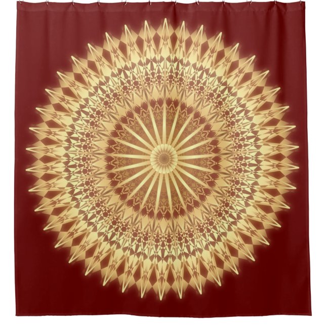 Gold Dark Red Mandala Shower Curtain (Front)