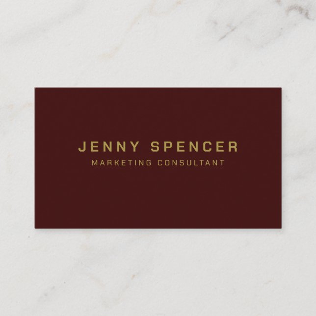 Gold Dark Red Minimalist  QR Code Professional  Business Card (Front)