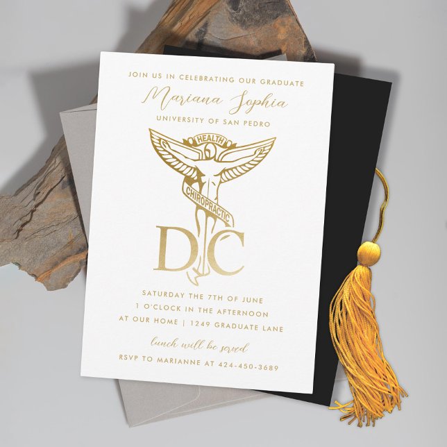 Gold DC Chiropractic Graduation Party Invitation (Creator Uploaded)