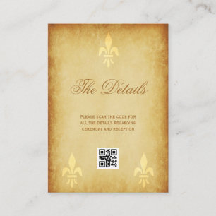 Gold de luxe French style fleur de lis details QR  Enclosure Card