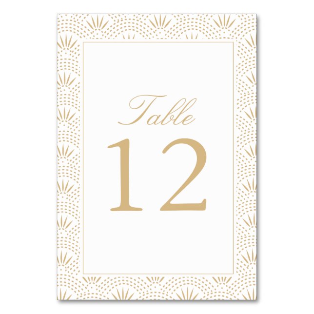 Gold Deco Seigaiha Table Number (Front)