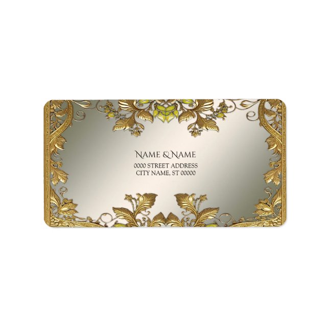 Gold Decorative Floral Address Label (Front)