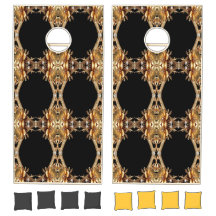 Gold Decorative Flowers Cornhole Set