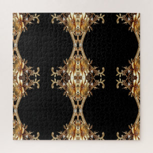 Gold Decorative Flowers Jigsaw Puzzle