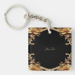 Gold Decorative Flowers Keychain