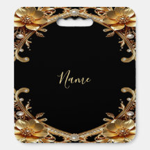 Gold Decorative Flowers Stadium Seat Cushion