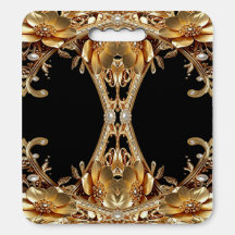 Gold Decorative Flowers Stadium Seat Cushion
