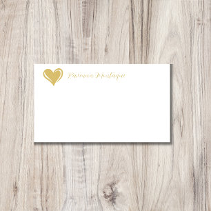 Gold Decorative Heart Handwritten Name Note Card