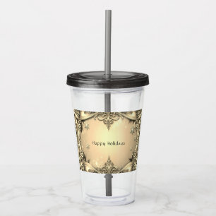 Gold Decorative Holiday Acrylic Tumbler