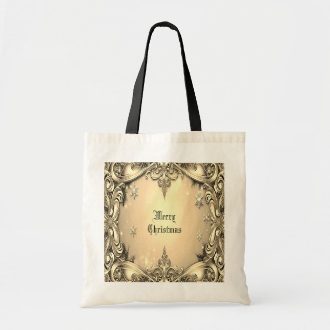 Gold Decorative Holiday Tote Bag (Front)