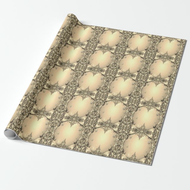 Gold Decorative Holiday Wrapping Paper (Unrolled)
