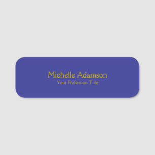 Gold & Deep Blue Color Professional Plain Modern Name Tag