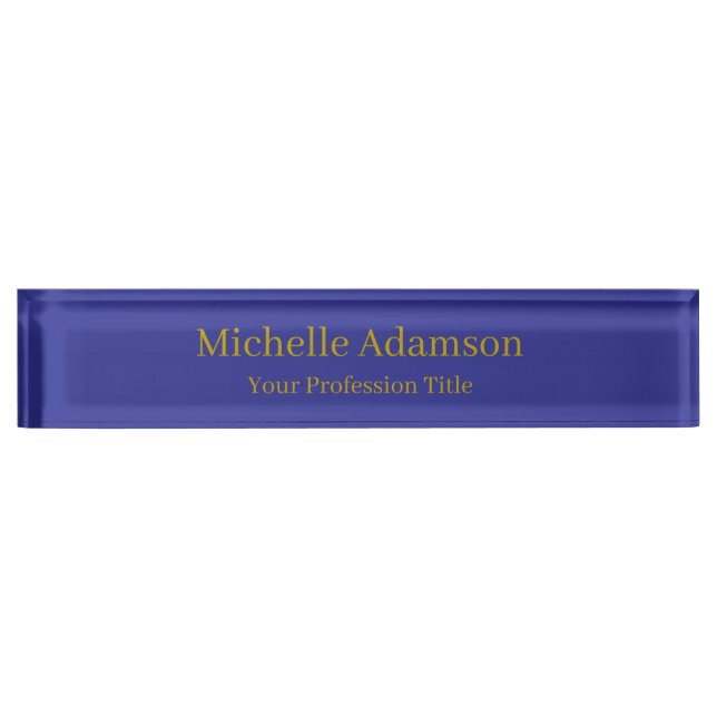 Gold & Deep Blue Colour Professional Plain Modern Nameplate (Front)