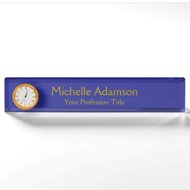 Gold & Deep Blue Colour Professional Plain Modern Nameplate (Front)