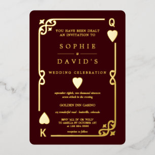 Gold Deep Burgundy Casino Vegas Poker Wedding