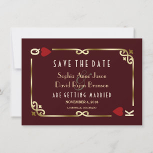 Gold Deep Burgundy Casino Vegas Poker Wedding Save The Date