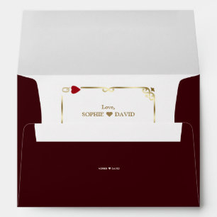 Gold Deep Burgundy Casino Wedding Return Address Envelope