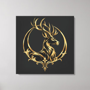 Gold Deer Filigree Wrapped Canvas