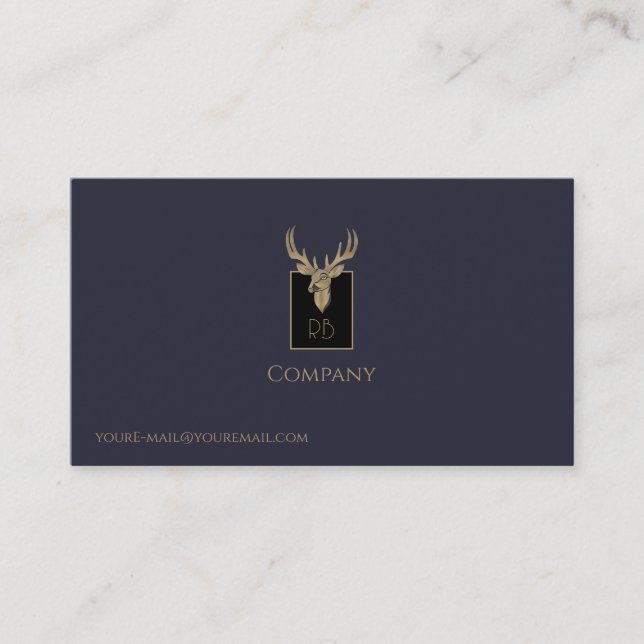 Gold Deer Head Business Card (Front)