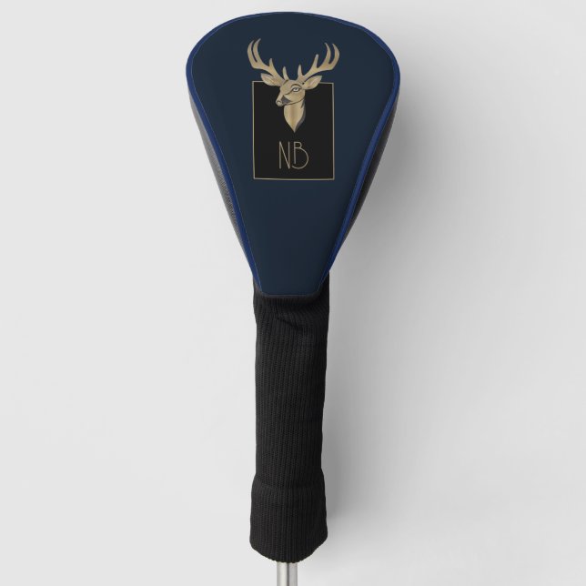 Gold Deer Head Golf Head Cover (Front)