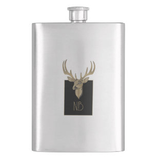 Gold Deer Head Hip Flask