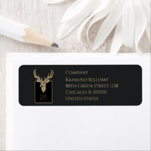 Gold Deer Head Return Address Label