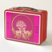 Gold deers , tree customised Metal Lunchbox