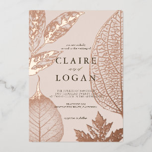 Gold Delicate Leaves Pink Beige Wedding