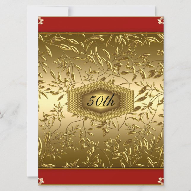 Gold  design 50th Birthday Anniversary Party Invitation (Front)